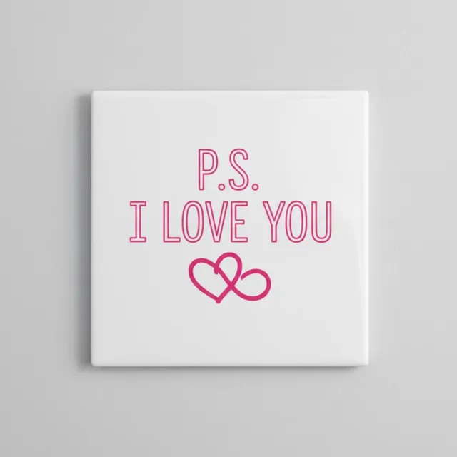 Nevolis Romantische Liefdesquote Keramische Tegel “P.S. I Love You” – Lief Hartdesign, Valentijn Cadeau, Woondecoratie Tegel 15 x 15 cm Multi Color