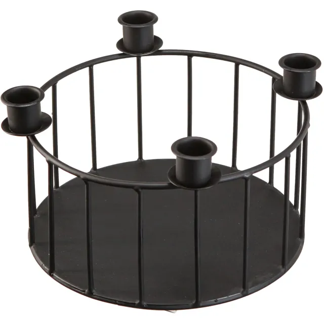 posiwio Draadmand metalen decoratieve mand kaarsenhouder zwart Ø23,5cm