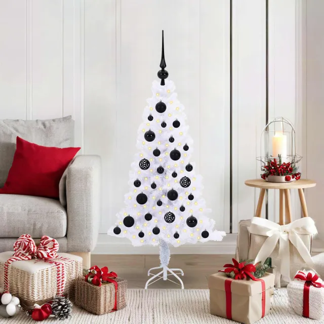 vidaXL Kunstkerstboom Wit 120 cm PVC en staal