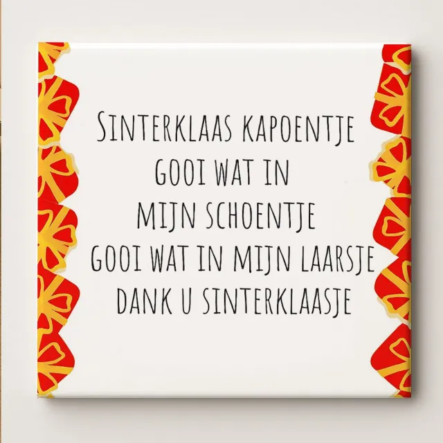 Nevolis Sinterklaas Tegel “Sinterklaas Kapoentje” 15x15 cm – Feestelijke Nederlandse Keramische Wanddecoratie met Klassiek Sinterklaaslied voor Feestdagen Decoratie multi color