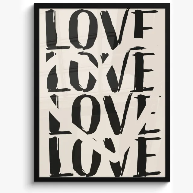 FrameYourWall Poster in lijst - Fotolijst 50x70 cm - Posters - Love - Hart - Beige - Posterlijst zwart - Decoratie - Wanddecoratie woonkamer - Muurdecoratie slaapkamer