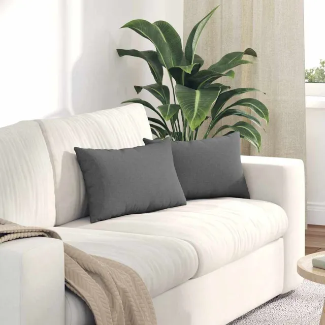 vidaXL Sofa Kussens 2 st Stof Donkergrijs 50 x 30 cm grijs