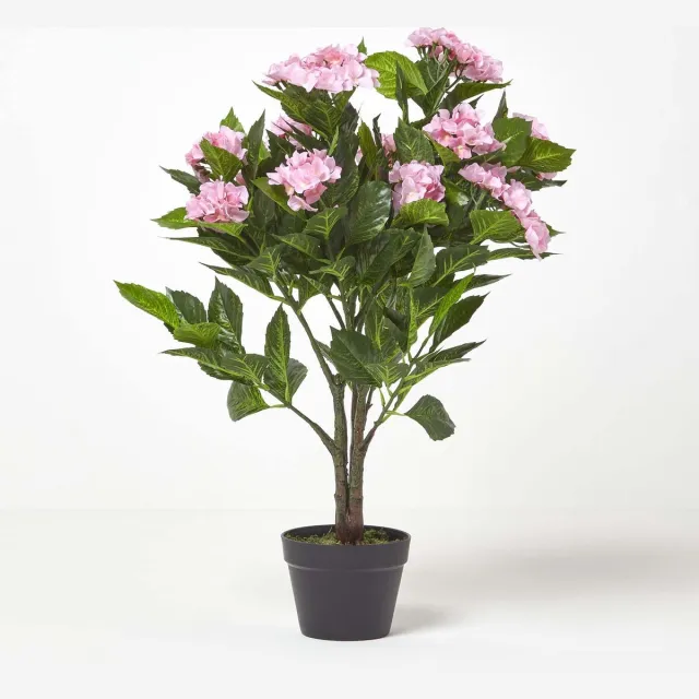 Homescapes kunstplant roze 'hortensia' in pot, 85 cm