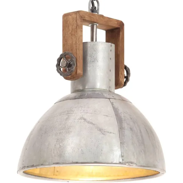 vidaXL Hanglamp industrieel rond 25 W E27 30 cm zilverkleurig, foto 2