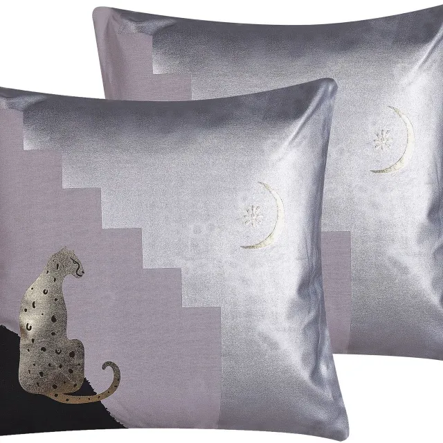 Beliani DIGITALIS - Sierkussen set van 2 - Grijs - 45 x 45 cm - Katoen