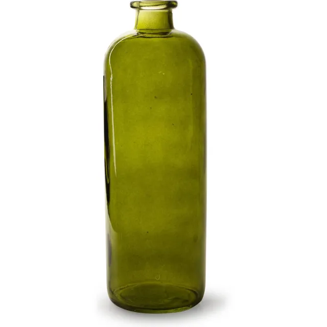 Jodeco Bloemenvaas Jardin - transparant groen glas - D11 x H33 cm - flesvaas