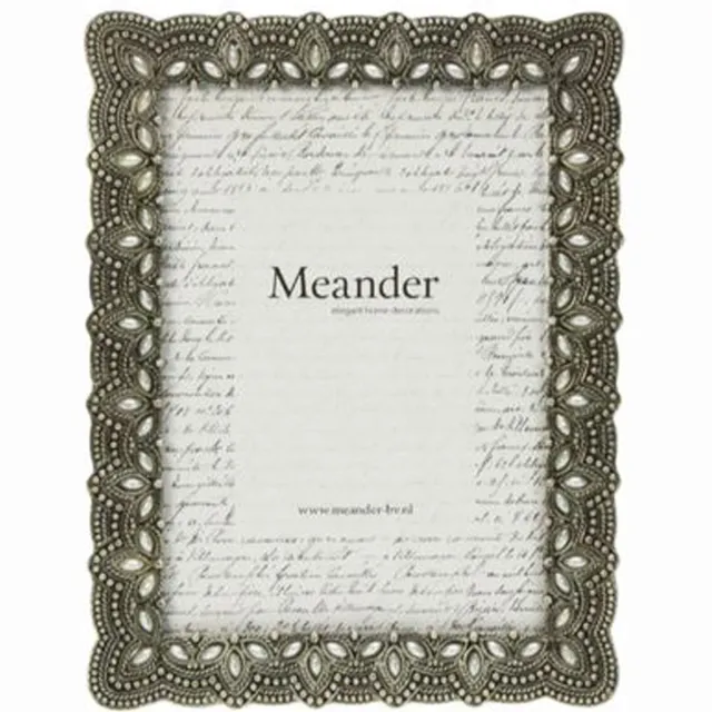 AL Fotolijstje metaal RH met parels (8,5x12,5) 11,5x15cm zilver
