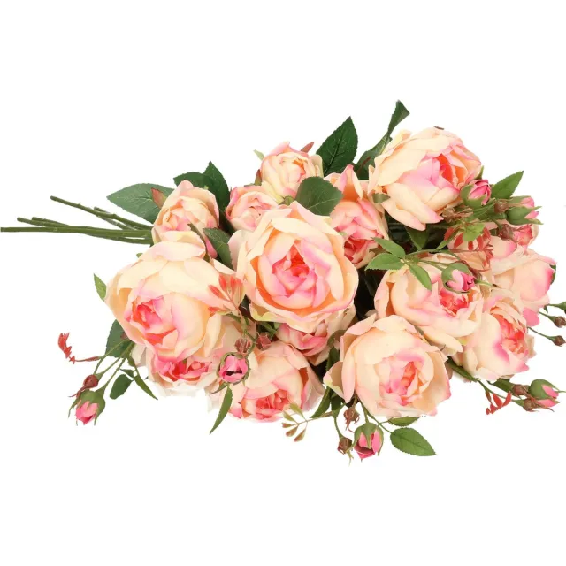 Top Art Kunstbloemen boeket roos Ariana - 8x - roze - 73 cm - kunststof steel - decoratie bloemen