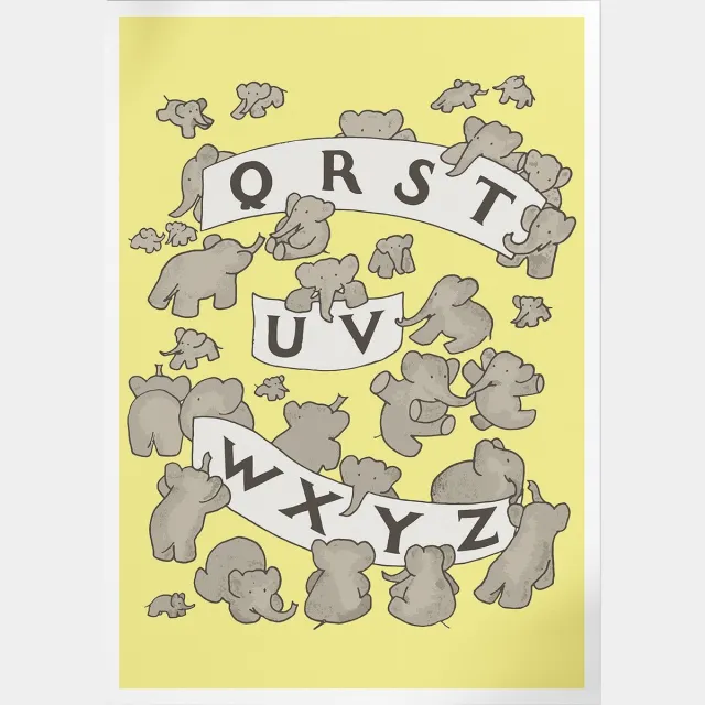 Pepperwall ABC De Babar II (Yellow) (Babar de Olifant) | Poster | B2: 50 x 70 cm Multikleur