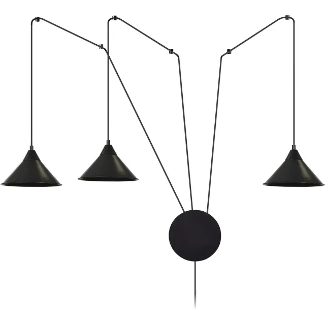 Emibig Joensuu 3L wandlamp pendellamp zwart 3x E27 - Strakke verlichting voor elke ruimte Zwartachtig