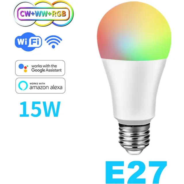 DrPhone SmartLED5 E27 Smart Lamp - Slimme Verlichting - 15W - RBG+CW+WW - Wifi 2.4Ghz -Ondersteunt Alexa / Google Assistant - Led Lamp