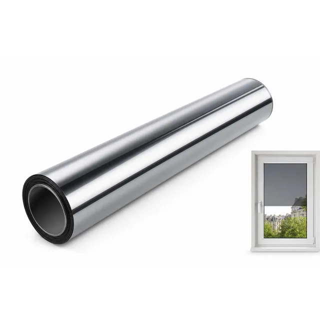 VHV Raamfolie Zonwerende en Spiegelende Glasfolie - 50x100 cm - 2 Stuks - Zelfklevende Anti-inkijk Zonnefolie voor Ramen en Serres - Zilver