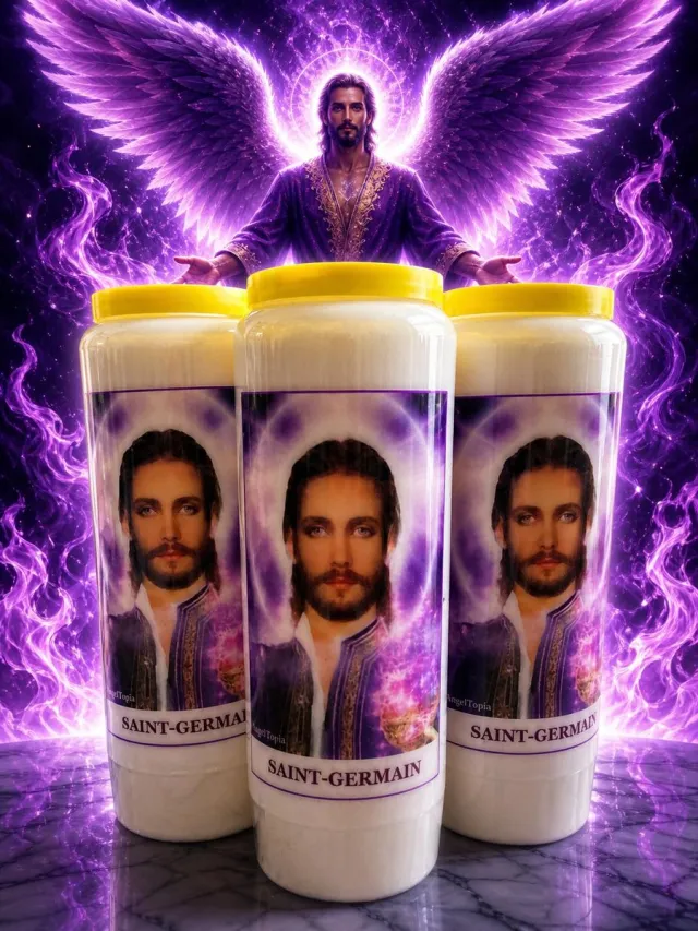 Angeltopia Saint-Germain Noveenkaarsen (3 stuks) - Voor Spirituele Reiniging & Transmutatie Wit