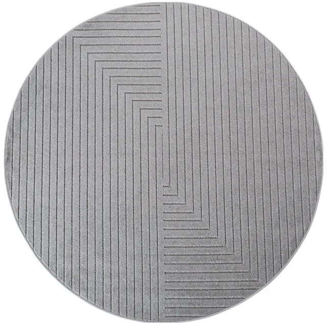 Dutch XXL Rond Scandinavisch Vloerkleed | Tapijt | Nova | Labyrint | Zilver | 80x80 cm