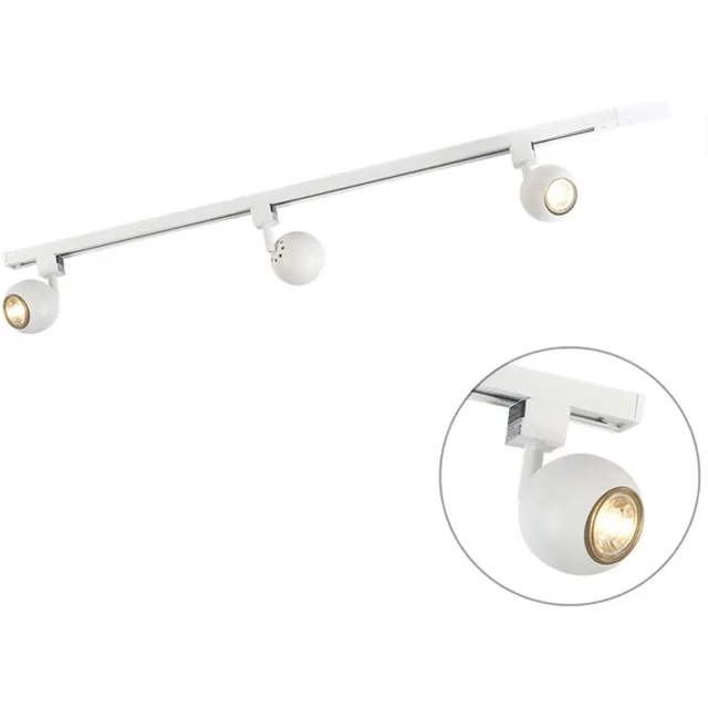 QAZQA gissi - Moderne Spot railsysteem verlichting, railverlichting geschikt voor led - 3 lichts - L 1000 mm - Wit - Woonkamer | Slaapkamer | Keuken