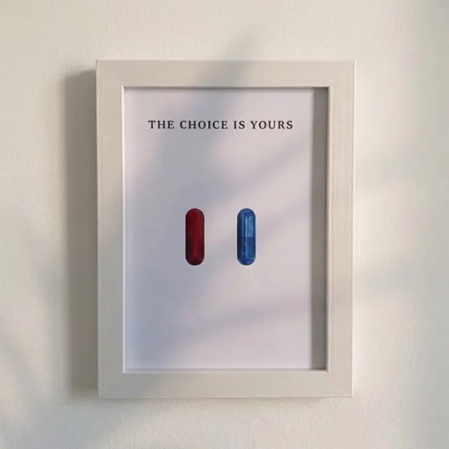 KAE Design Poster - Matrix Blue & Red Pills - Art Print - 13x18cm - Framed White