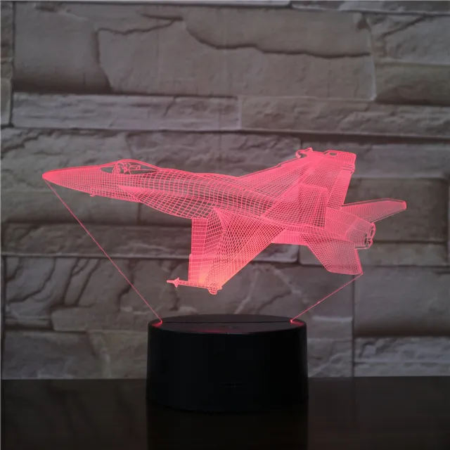 MC Living 3D Led Lamp Met Gravering - RGB 7 Kleuren - Vliegtuig