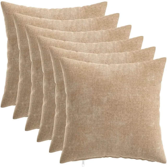 vidaXL Dekenkussen - 6 - st - HEERLEN - Taupe - 30 - x - 30 - cm - Chenille - Stof