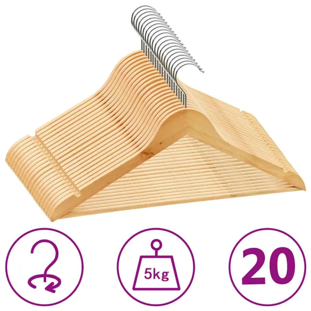 vidaXL 20-delige Kledinghangerset anti-slip hardhout Bruin