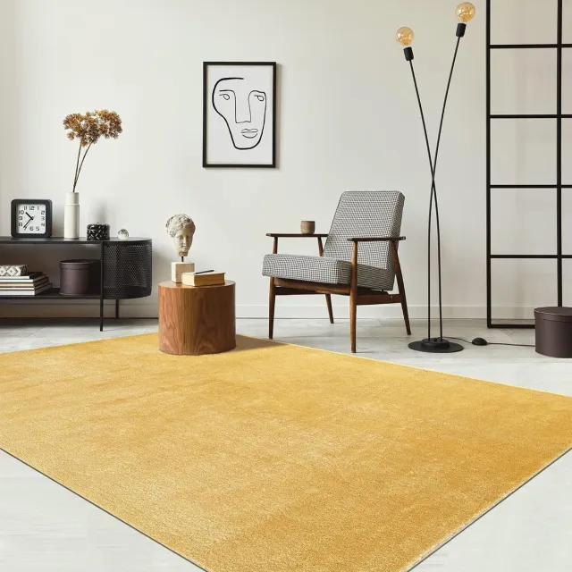 the carpet RELAX – Extra Zacht & Wasbaar Vloerkleed tot 30°C met Antislip Onderzijde – Fluweelachtige Structuur – Voor Slaapkamer of Woonkamer – Goud, 200 x 280 cm