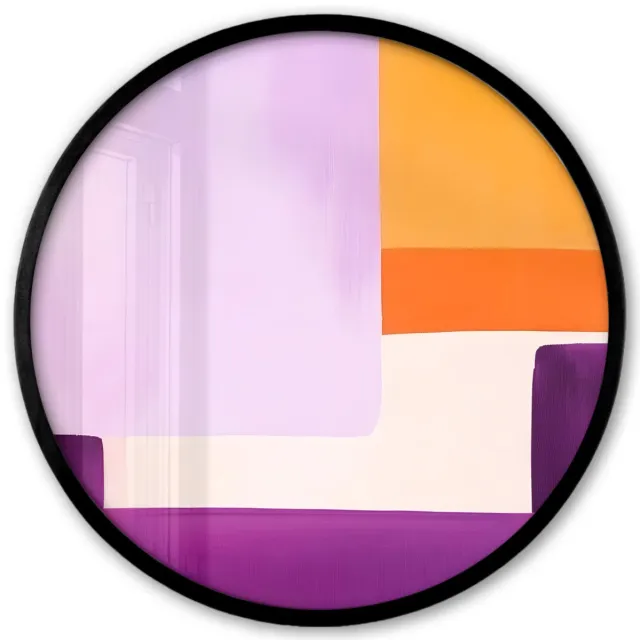 FrameYourWall Poster in lijst Rond - Fotolijst 40x40 cm - Posters - Vlakken - Abstract - Rechthoekig - Oranje - Ronde posterlijst zwart - Decoratie - Wanddecoratie woonkamer - Muurdecoratie slaapkamer