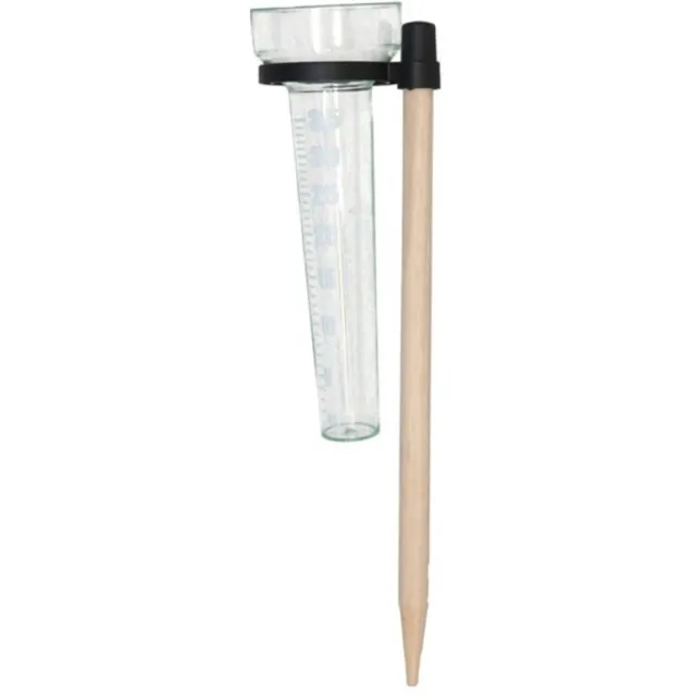 Gerimport Regenmeter - transparant - kunststof/hout - 37 x 10 cm - neerslagmeter tuin