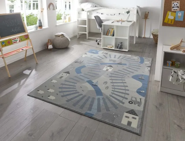 Hanse Home Speelkleed - Rail Track grijs/blauw 80x150 cm