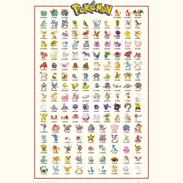 Pokémon Kanto 151 Unisex Poster - meerkleurig - Standard multicolor