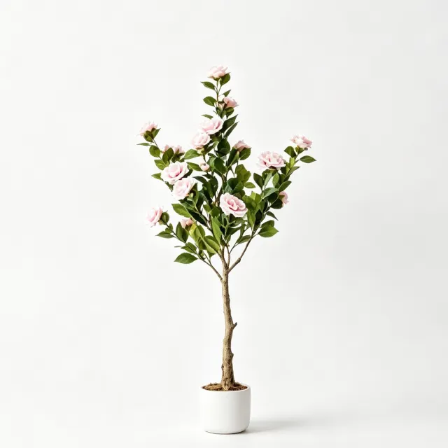 Danky roze bloemen kunstplant‑120cm‑met pot‑voor binnen‑onderhoudsvrij‑interieurdecoratie