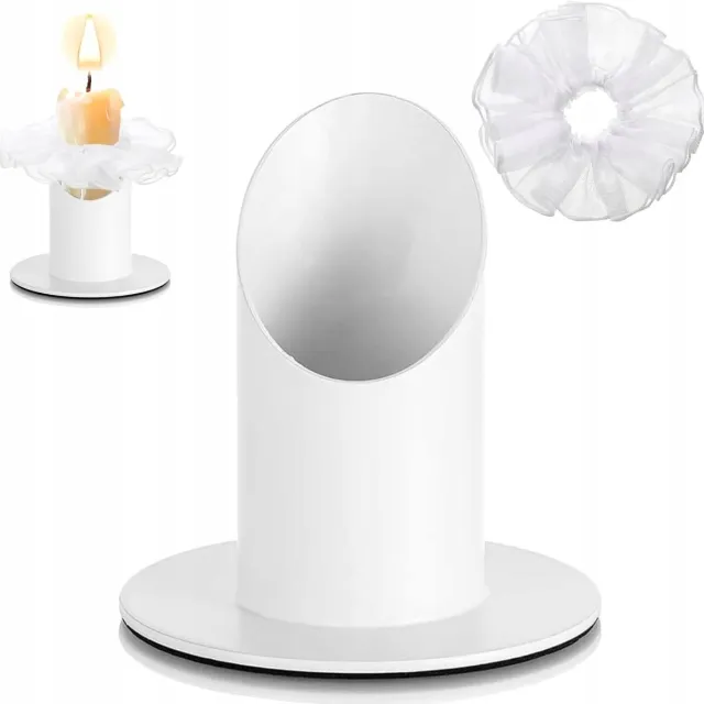Inna (SklepikNaMedal) Elegante Wit Metalen Kandelaar 4cm - Stijlvolle Tafeldecoratie