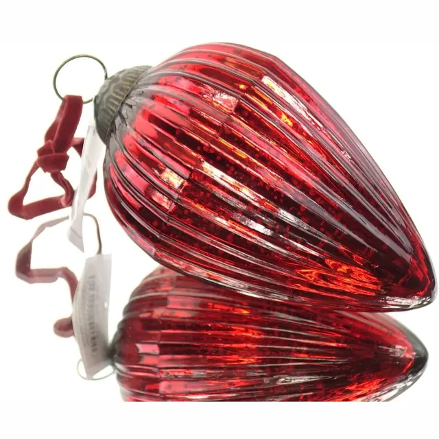 Riffelmacher & Weinberger Riffelmacher Kerstornament Dennenappel Rood Geribbeld 14,5 cm