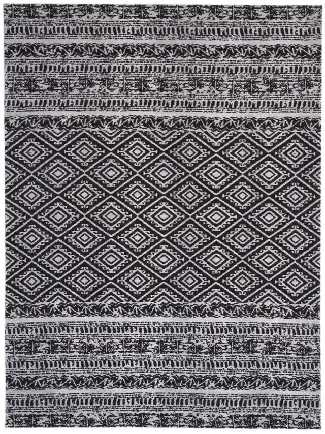 Dutch XXL Buitenkleed | Sunny | Ruiten | Zwart | 80x150 cm | Buitentapijt | Tuintapijt