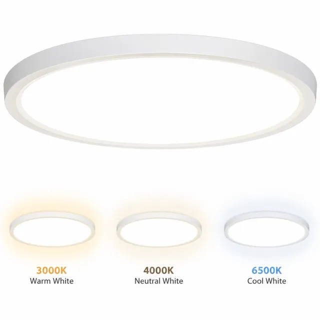 Oraymin LED Plafondlamp Rond 24W – Ø30 cm – 3 Lichtkleuren 3000K/4000K/6500K – IP44 – Wit