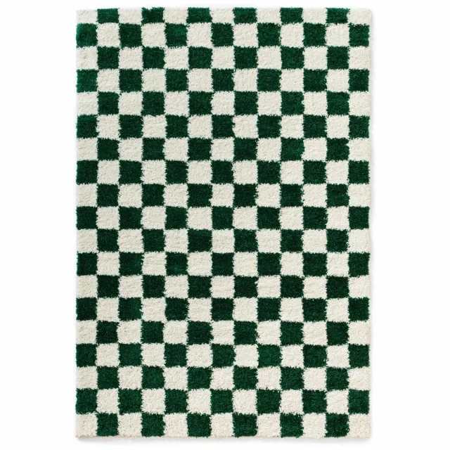 Boho&me Checkerboard vloerkleed - Check ivoor/jade 240x340
