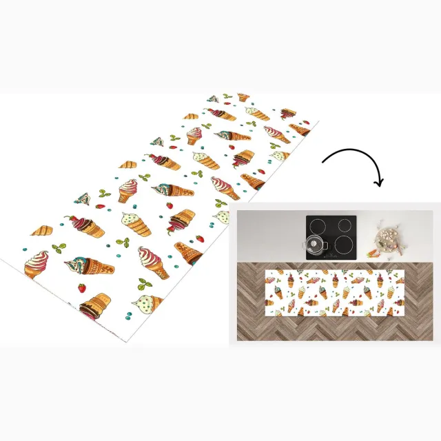 KitchenYeah Keukenloper - Loper keuken - Patronen - Zomer - IJs - 150x50 cm - Keukenloper vinyl Multicolor