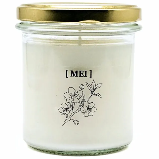 Candlelight-on geurkaars met geboortebloem en geboortedatum - 10 mei - o.b.v. sojawas en etherische oliën Wit