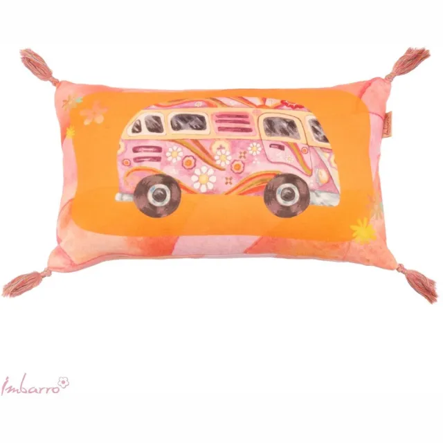 Imbarro Home & Fashion Imbarro - Kussen - Sierkussen - Buitenkussen - Retro - P.E.T Gerecycled plastic - Duurzaam - 30x50 - Flower Power Oranje