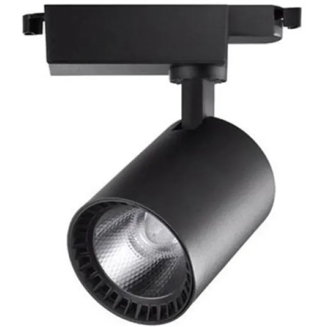 BES LED LED Railverlichting - Track Spot - Lion - 18W - 1 Fase - Rond - Warm Wit 2700K - Mat Zwart - Aluminium