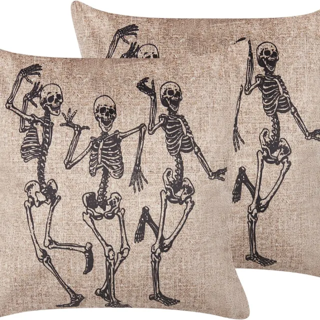 Beliani MORTESTI - Sierkussen set van 2 - Lichtbeige - 45 x 45 cm - Fluweel