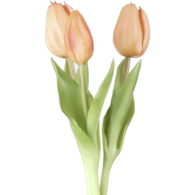 Goods Kunst tulp bundeltje van drie peach perzik