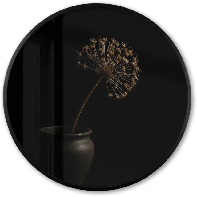 FrameYourWall Poster in lijst Rond - Fotolijst 80x80 cm - Posters - Bol - Gedroogd - Vaas - Zwart - Ronde posterlijst zwart - Decoratie - Wanddecoratie woonkamer - Muurdecoratie slaapkamer