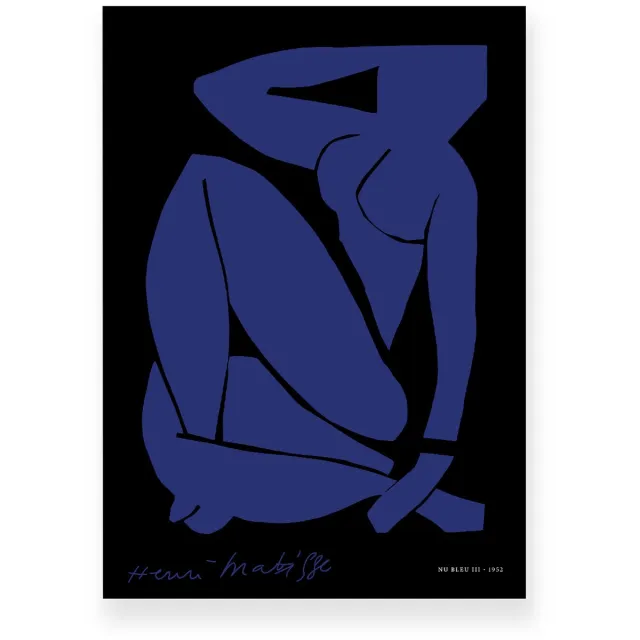 Yisual Poster 20x30 cm - Blue Nude III - Henri Matisse - Blauw - Zwart - Abstract - Modern - Muurdecoratie - Wanddecoratie