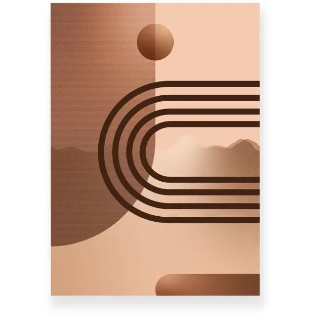 Yisual Poster 20x30 cm - Geometrische Vormen - Bogen - Lichtbruin - Donkerbruin - Abstract - Modern - Muurdecoratie - Wanddecoratie