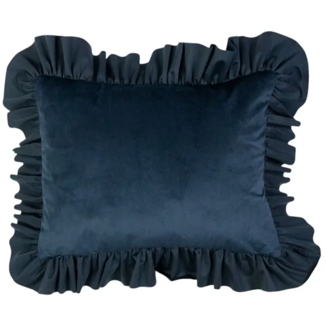 Mars & More Kussen fluweel rouche - sierkussen - navy 35 x 45 cm Blauw