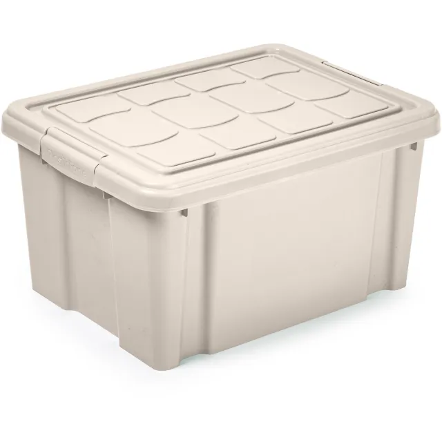 PLASTICFORTE Multi Storage Opslagbox met deksel - beige - 16 liter - 40 x 30 x 21 cm - kunststof - opbergdoos - opbergen