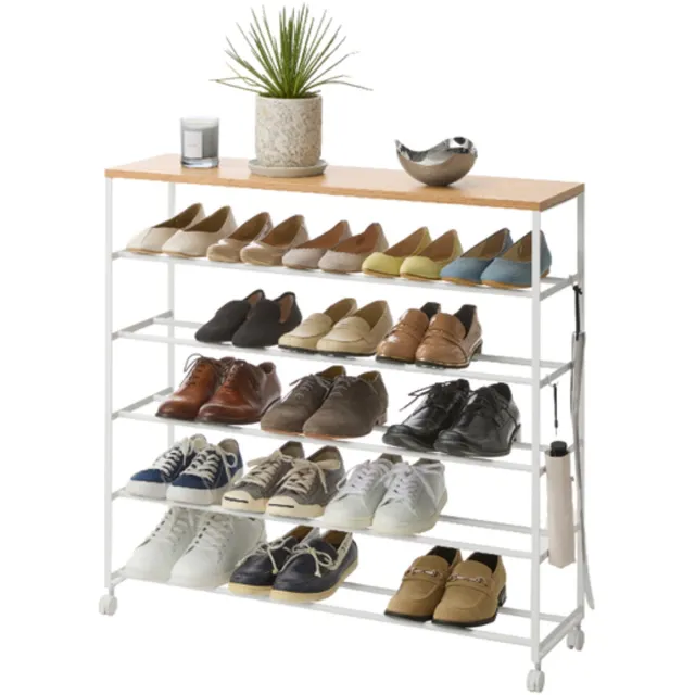 Yamazaki Tower Schoenenrek op wielen 5-laags - Wit