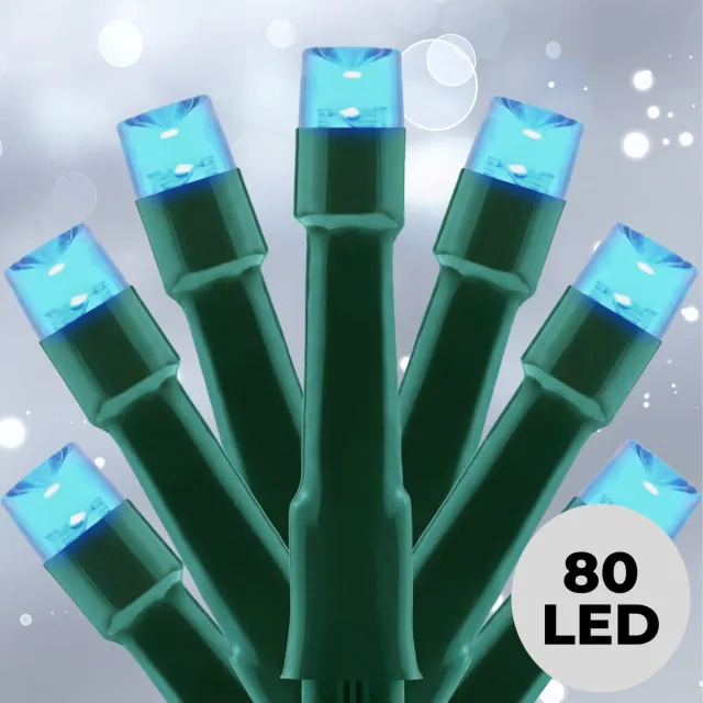 Lomera Kerstverlichting - Kerstlampjes - Kerstboomverlichting - LED Lichtsnoer - 80 LED Lampjes - 6 Meter Lang - Blauw Licht - Binnen en Buiten - Ip44 Adapter - Energiezuinig - Feestverlichting - Decoratieve Verlichting - Groene Kabel