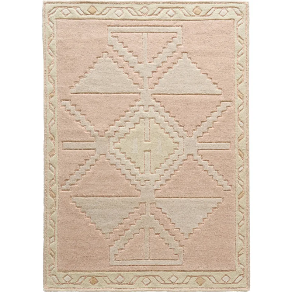 Studio LIVIT grafisch wollen vloerkleed roze crème roze/crème