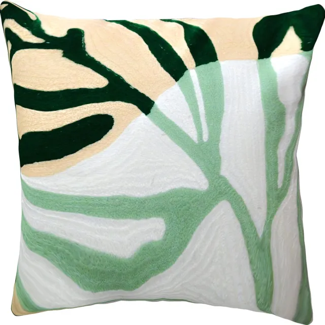 Urbane Hide Kussens woonkamer | kussenhoes 45x45 cm | kussensloop | sierkussens | cushion cover | katoen | full hand embroidery chain Wit