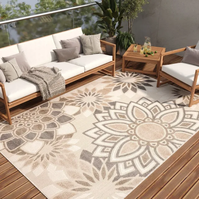 Tapiso Patio Beige Tuintapijt Buitenkleed Buiten Outdoor Modern Maat- 300x400